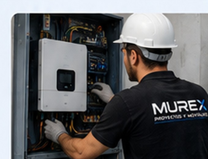 Técnico MUREX trabajando en una instalación fotovoltaica